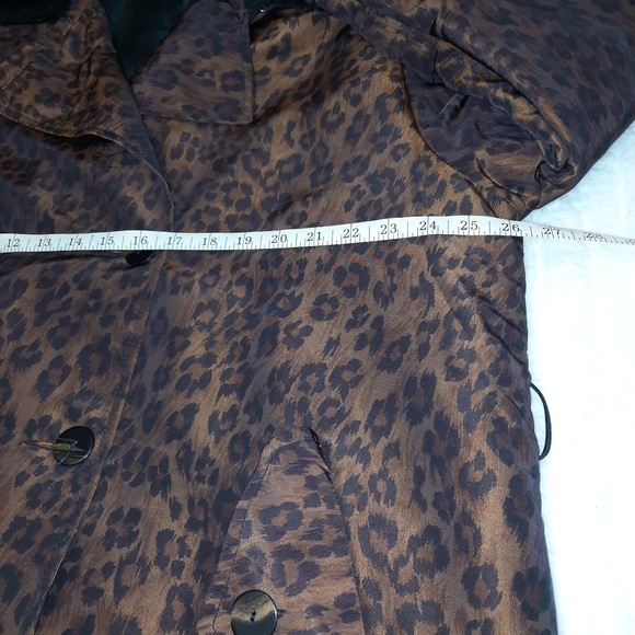Leopard print coat with faux fur collar women's size 18 - Picture 10 of 13